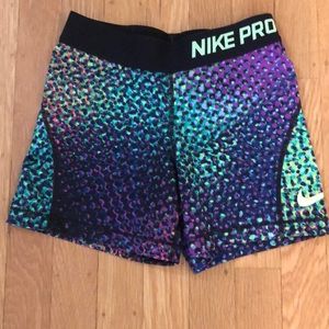 Multicolor Nike pro shorts